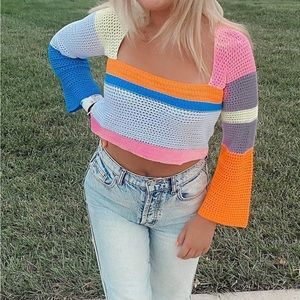 Color block crotchet top